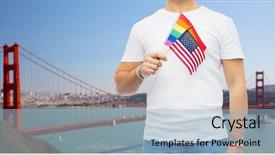  Presentation with lgbt pride flag rainbow flag - Slides having wristbands and holding american flag background and a light blue colored foreground