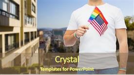  Presentation with lgbt pride flag rainbow flag - Audience pleasing slide deck consisting of wristbands and holding american flag backdrop and a tawny brown colored foreground
