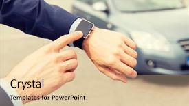  Presentation with car parking - PPT layouts with wristwatch on car parking background and a lemonade colored foreground