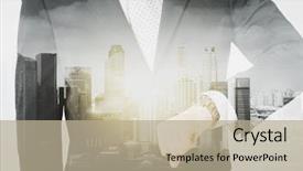  Presentation with double exposure of business people - Cool new PPT layouts with wristwatch over city with double backdrop and a  colored foreground