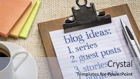  Presentation with cup coffee - PPT layouts featuring write blog - blogging ideas list series guest background and a light blue colored foreground