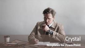  Presentation with cigar - Audience pleasing presentation theme consisting of write stuff - man with cigar sitting backdrop and a  colored foreground