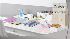  Presentation with school - Slides having write stuff - office and school set background and a sky blue colored foreground