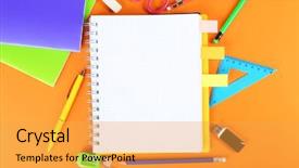  Presentation with tool belt tools - Presentation theme featuring write stuff - office and student tools background and a yellow colored foreground