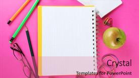  Presentation with tools - Amazing slide set having write stuff - office and student tools backdrop and a  colored foreground