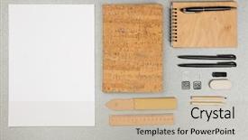  Presentation with white sheet - Amazing presentation theme having write stuff - office set with white sheet backdrop and a soft green colored foreground