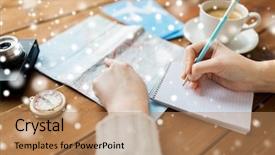  Presentation with travel - PPT theme with write stuff - winter holidays tourism travel destination background and a coral colored foreground