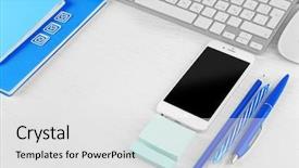  Presentation with mobile phone and germs - PPT layouts consisting of write stuff - workplace with mobile phone keyboard background and a  colored foreground