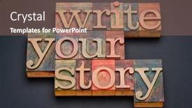  Presentation with experience - Colorful slide set enhanced with write-your-story-word-abstract backdrop and a coral colored foreground