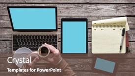  Presentation with risk management top view - Amazing slide deck having top view of writer's backdrop and a tawny brown colored foreground