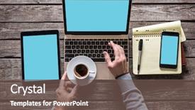  Presentation with analysis risk top view - Beautiful PPT theme featuring top view of writer's backdrop and a tawny brown colored foreground