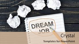  Presentation with dream job database administration - Cool new PPT theme with writer career - dream job text on notepad backdrop and a lemonade colored foreground