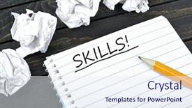  Presentation with skills - Slide set having writer career - skills text on notepad background and a sky blue colored foreground