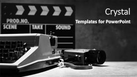 Presentation with vintage movie - Presentation design consisting of writer-or-screenwriter-concept background and a dark gray colored foreground