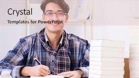  Presentation with public - Audience pleasing PPT layouts consisting of autograph - writer presenting his books backdrop and a coral colored foreground