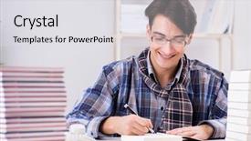  Presentation with public - Beautiful theme featuring autograph - writer presenting his books backdrop and a light gray colored foreground