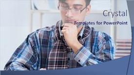  Presentation with public - Beautiful slide deck featuring writer presenting his books to public backdrop and a sky blue colored foreground