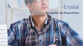  Presentation with public - Audience pleasing PPT theme consisting of writer-presenting-his-books backdrop and a sky blue colored foreground