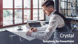  Presentation with office ergonomics man worker exercising - Audience pleasing presentation consisting of writerd - young man writing the screenwriter backdrop and a dark gray colored foreground