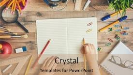  Presentation with empty - Slide deck having writes in an empty notebook background and a coral colored foreground