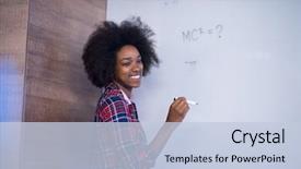  Presentation with african american meeting - Slide deck consisting of writes on a board meeting background and a  colored foreground