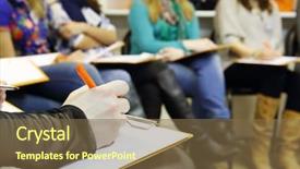  Presentation with turquoise sheet music - Cool new PPT theme with writes on sheet during training backdrop and a tawny brown colored foreground