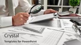  Presentation with finance - Cool new theme with writes reports business financial accounting backdrop and a light gray colored foreground