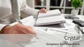  Presentation with finance - Audience pleasing PPT theme consisting of writes reports business financial accounting backdrop and a light gray colored foreground