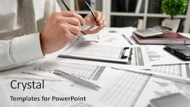  Presentation with get more from your financial reports - Cool new slide deck with writes reports business financial accounting backdrop and a light gray colored foreground