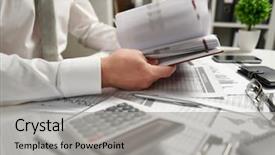  Presentation with get more from your financial reports - Presentation consisting of writes reports business financial accounting background and a  colored foreground