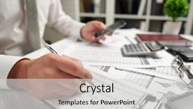  Presentation with finance - Presentation theme with writes reports business financial accounting background and a  colored foreground