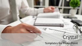  Presentation with accounting - Colorful presentation enhanced with writes reports business financial accounting backdrop and a  colored foreground