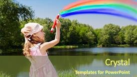  Presentation with pink sky - Beautiful presentation theme featuring writes with large red pencil backdrop and a tawny brown colored foreground