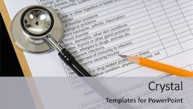  Presentation with clipboard stethoscope - Presentation theme with medical writing - doctor's clipboard with stethoscope lying background and a  colored foreground