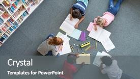  Presentation with elementary children - Cool new PPT theme with writing - elementary children lying backdrop and a gray colored foreground