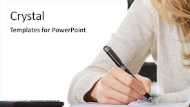  Presentation with writing pen - Cool new presentation theme with writing - handwriting hand writes backdrop and a white colored foreground