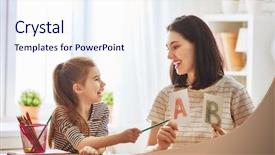  Presentation with daughter mother - Colorful slide set enhanced with writing - happy family mother and daughter backdrop and a sky blue colored foreground