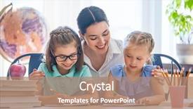  Presentation with adult teaching - Colorful slide set enhanced with writing - happy family mother and daughters backdrop and a coral colored foreground