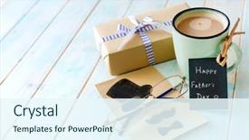  Presentation with kid s happy fathers day - Theme with children s writing - happy father's day message written background and a sky blue colored foreground