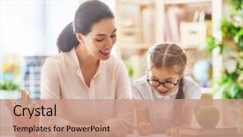  Presentation with daughter mother - Slide set consisting of writing - happy school time mother background and a coral colored foreground