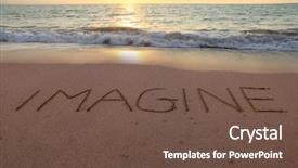  Presentation with sunset beach - PPT layouts featuring writing - imagine written in the sand background and a tawny brown colored foreground