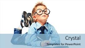  Presentation with diary - Cool new slides with writing - little boy in spectacles backdrop and a light blue colored foreground