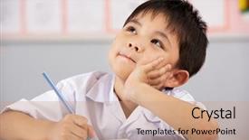  Presentation with student writing - Colorful PPT layouts enhanced with writing - male student working at desk backdrop and a coral colored foreground