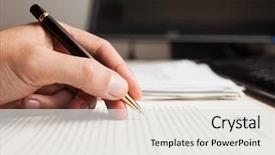  Presentation with writing - Theme enhanced with writing - man checking text background and a light gray colored foreground