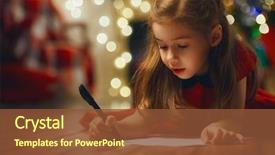  Presentation with santa - PPT theme featuring writing - small child writes the letter background and a tawny brown colored foreground