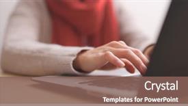  Presentation with computer - Theme featuring writing - working on laptop computer background and a violet colored foreground