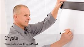  Presentation with flip chart - Presentation theme having writing at empty flip chart background and a light gray colored foreground