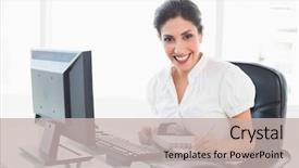  Presentation with diary - Presentation design enhanced with writing business plan - happy businesswoman arranging her diary background and a soft green colored foreground