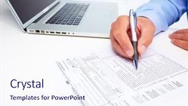  Presentation with courier business finance analysis - Amazing slide set having writing businessman finance and accounting backdrop and a sky blue colored foreground