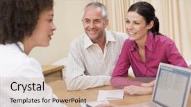  Presentation with medical - Slides with writing checks - doctor checking couples medical details background and a soft green colored foreground